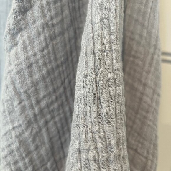 H&M Women Size XL Blue Gauze Oversized Solid V Neck Balloon Sleeve 100% Cotton B - Picture 8 of 9